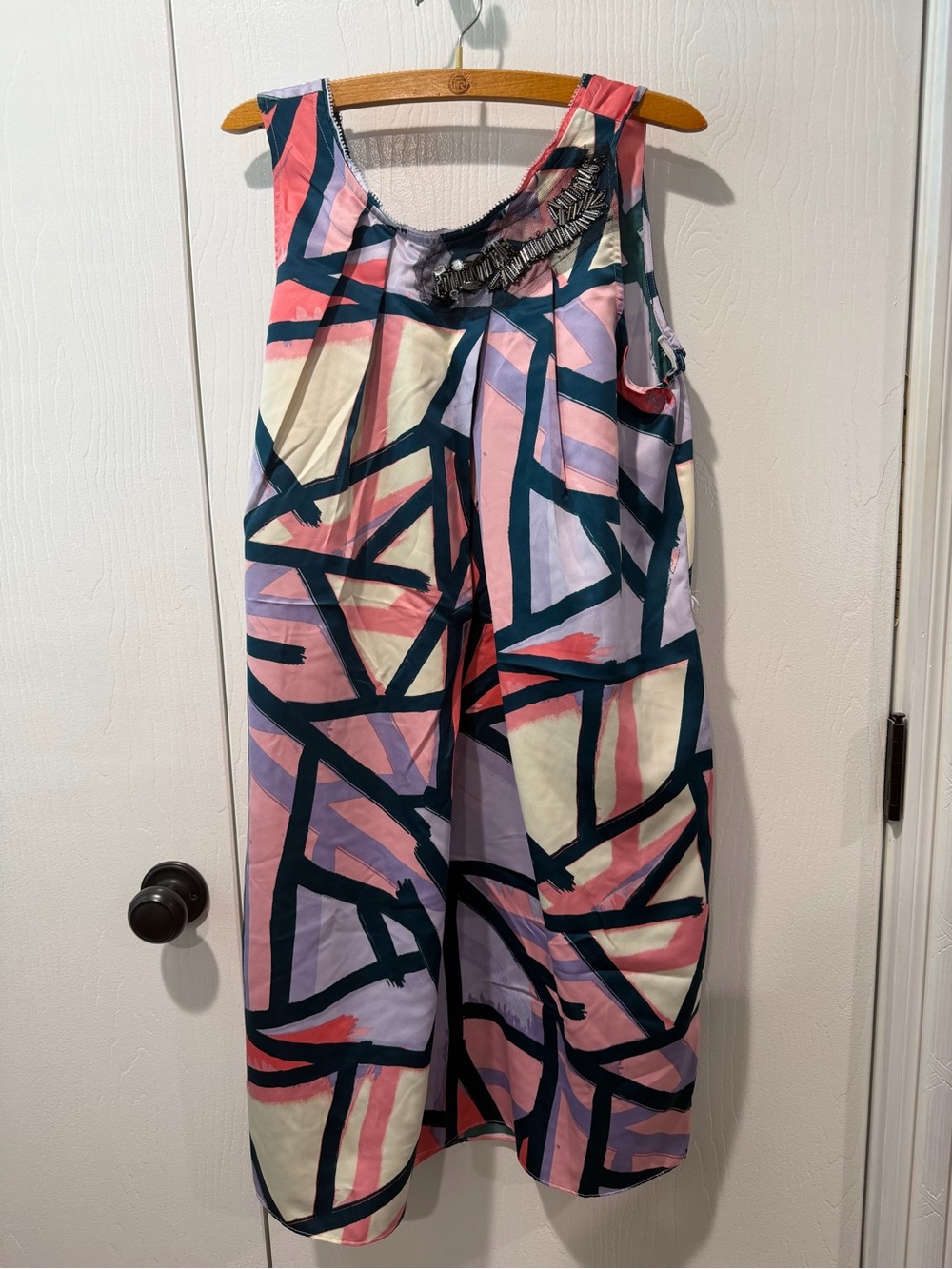 Simply Vera Vera Wang Pink Multicolor Geometric Midi Dress